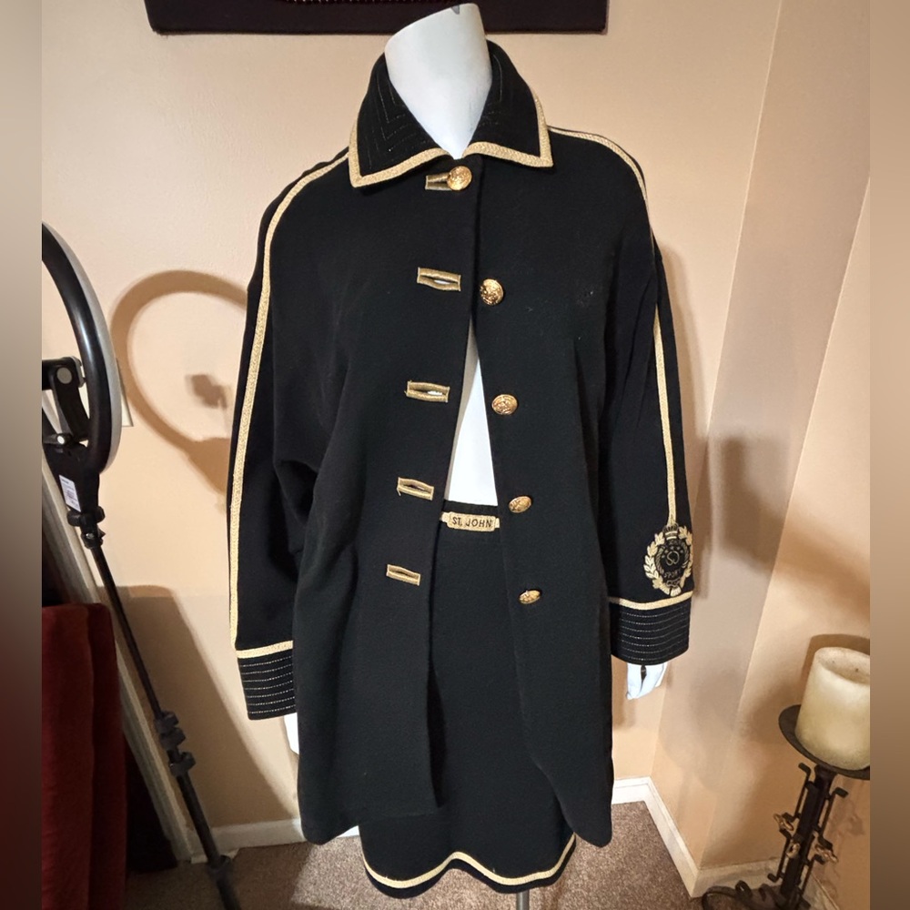 St. John Black suit with Gold Trim